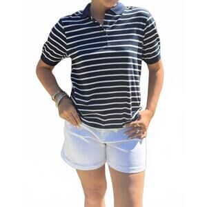 NEW SILVIAN HEACH striped polo in navy white stripe